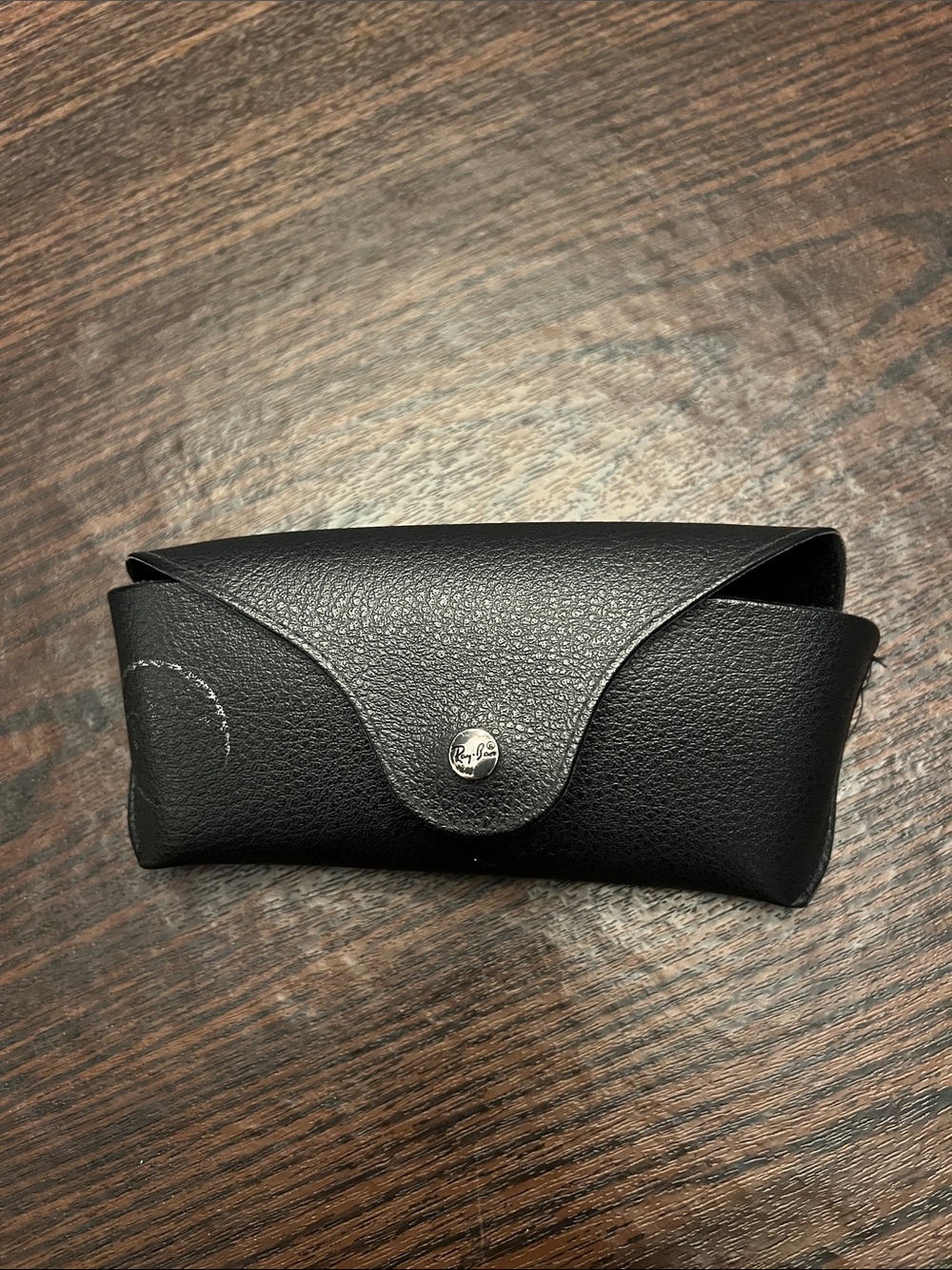 Ray-Ban Black Leather Sunglasses Case with Snap Closure